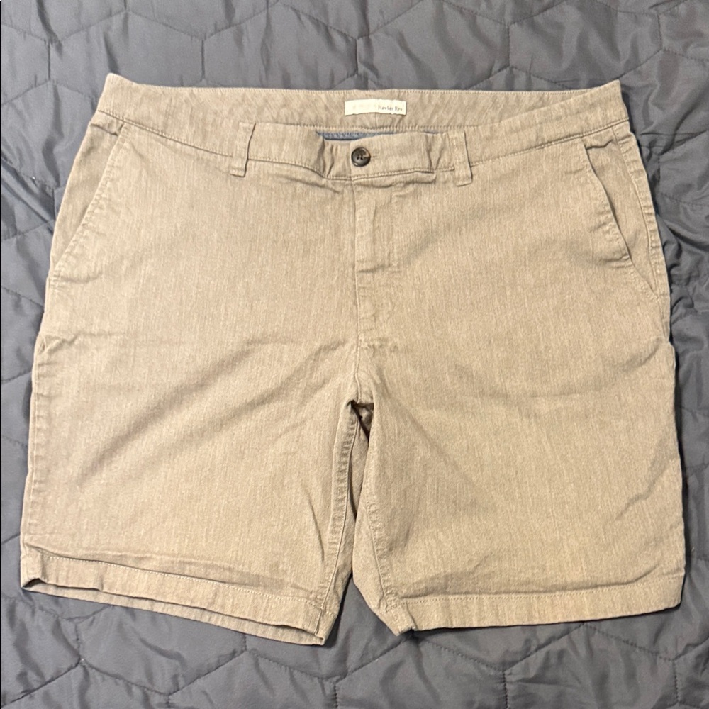 Men's Tan Flat Front Shorts